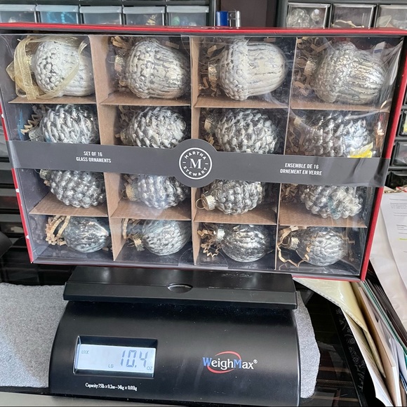 Martha Stewart Silver Mercury Glass Pinecone acorn Christmas Ornaments Set - Picture 6 of 9